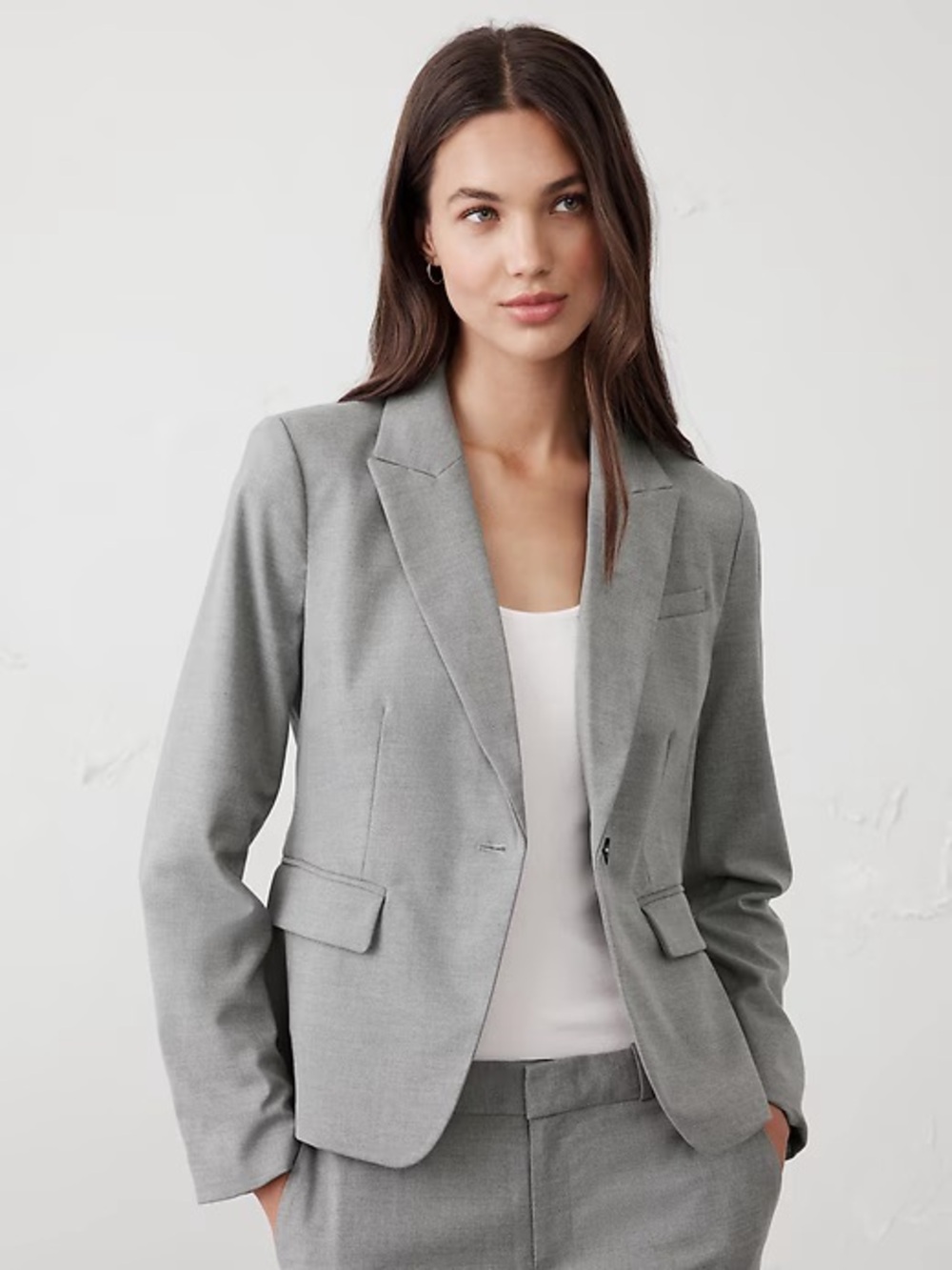 Banana Republic Light Gray Tailored Single-Button Blazer and pants (suit)